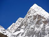 03 Ice Tooth, Shishapangma, Nyanang Ri Close Up From Valley Just After Leaving Shingdip On Trek To Shishapangma Advanced Base Camp Ice Tooth (6200m), Shishapangmas Southwest Summit, Nyanang Ri (7071m) close up looking up valley just after leaving Shingdip.